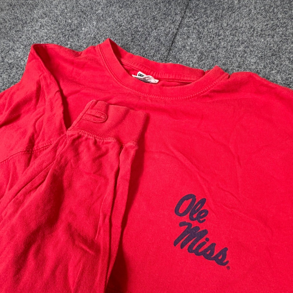 Pressbox Ole Miss Rebels Spirit Jersey Red Long Sleeve Shirt Mens Medium